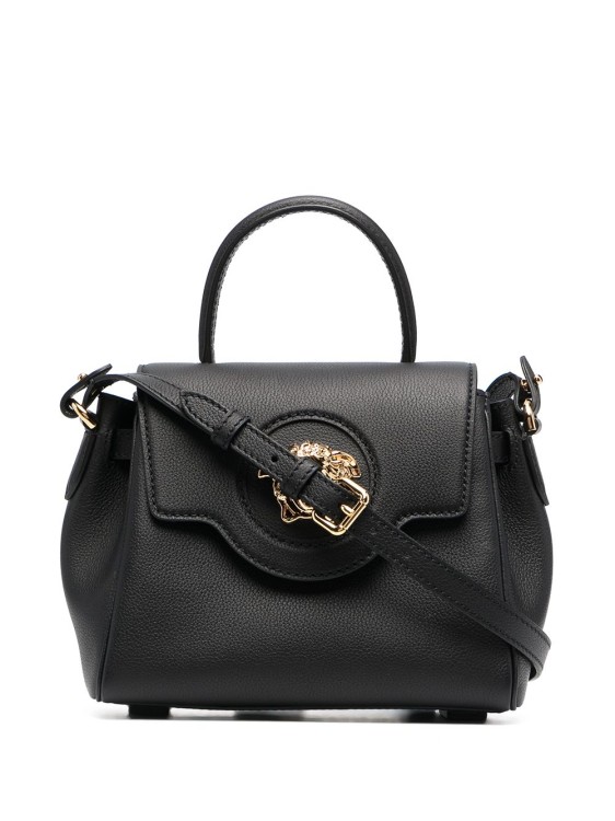 Shop Versace Black Leather La Medusa Top-handle Tote Bag