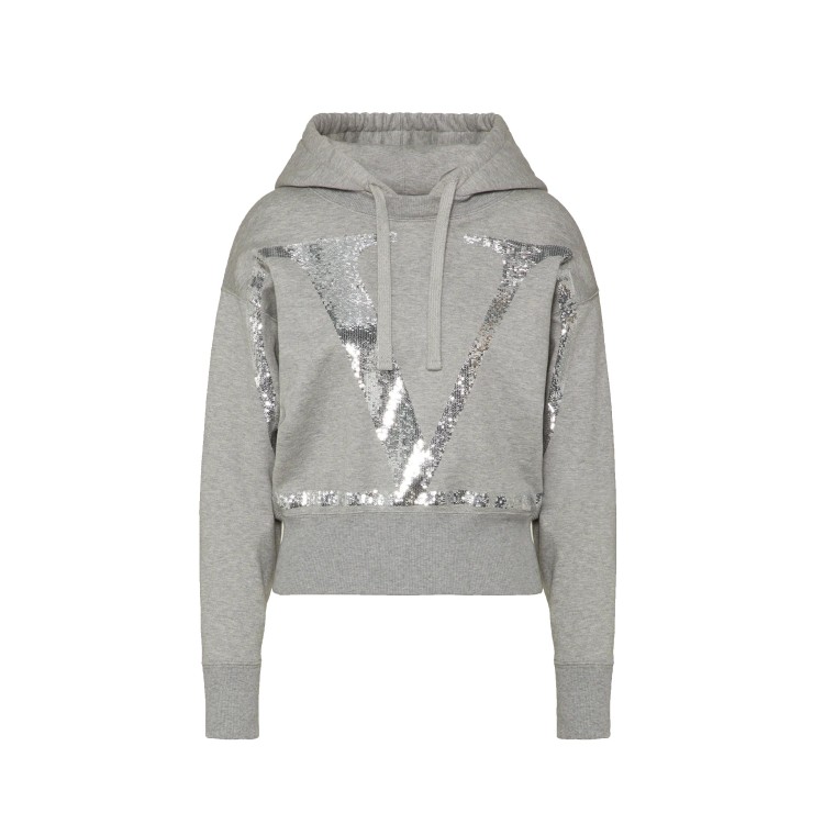 Shop Valentino V Logo Print Sweatshirt In Grey