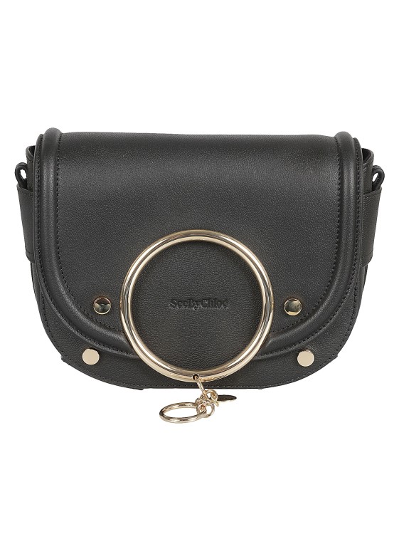 See By Chloé Black Leather Small Ring Crossbody Bag In Grey