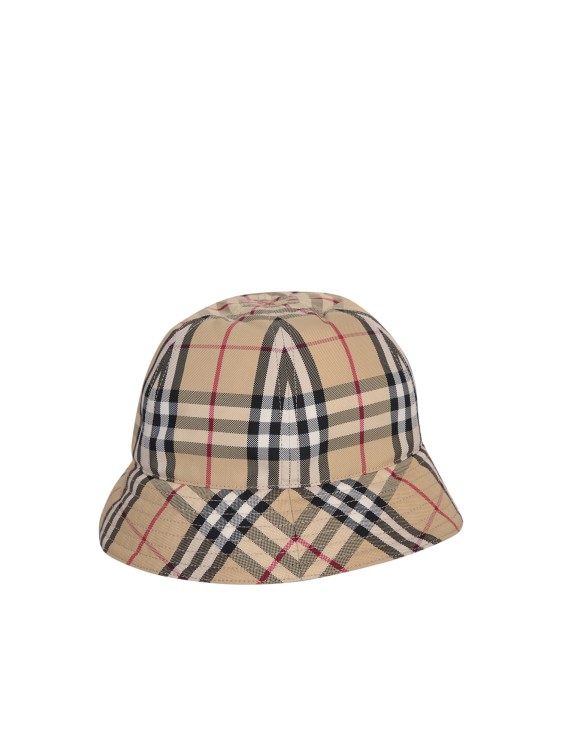 Burberry Bucket Hat With Iconic House-check Print In Brown