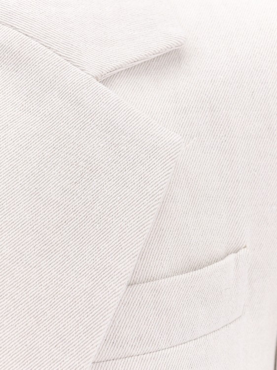 Shop Brunello Cucinelli Cotton And Linen Flared Blazer In White
