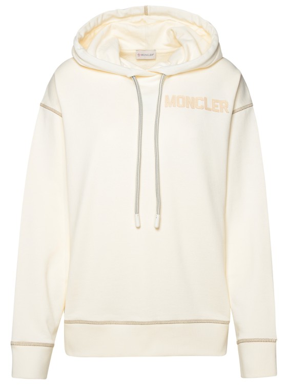 Moncler Ivory Cotton Sweatshirt In Neutrals