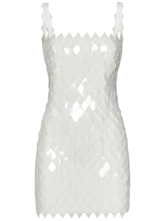Shop Attico Embroidered Rhombus Sequins Mini Dress In White