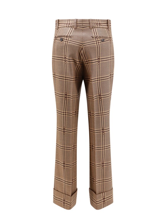 Shop Gucci Madras Wool Trouser With Horsebit In Brown