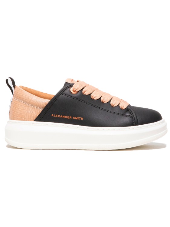 Alexander Smith Black And Pink Faux Leather Sneakers