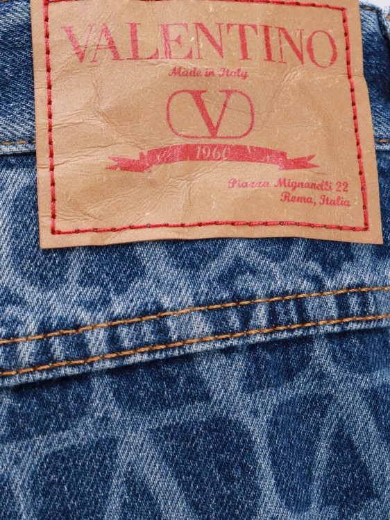Shop Valentino Cotton Jeans With All-over Toile Iconographe Motif In Blue