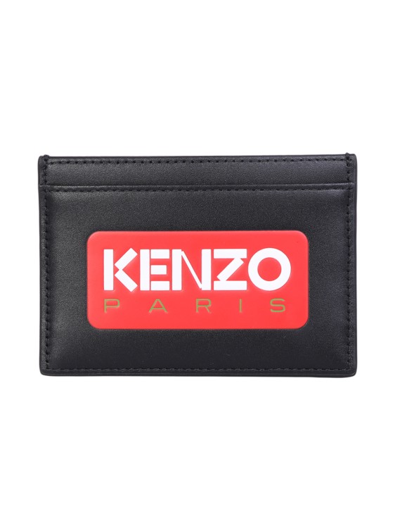 Kenzo Leather Logo-patch Cardholder In Black