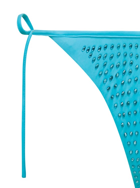 Shop Self-portrait Bikini Bottom With All-over Crystal Embellishment In Light-blue Polyamide