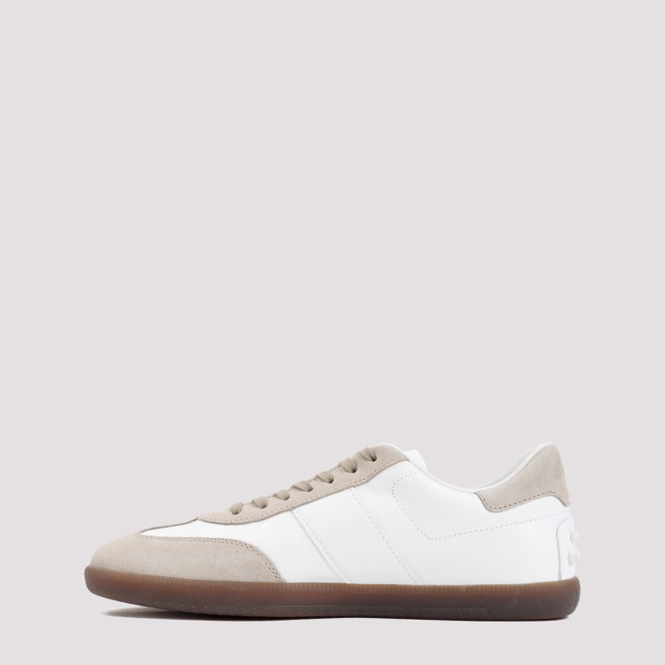 Shop Tod's White Nappa Leather Sneakers