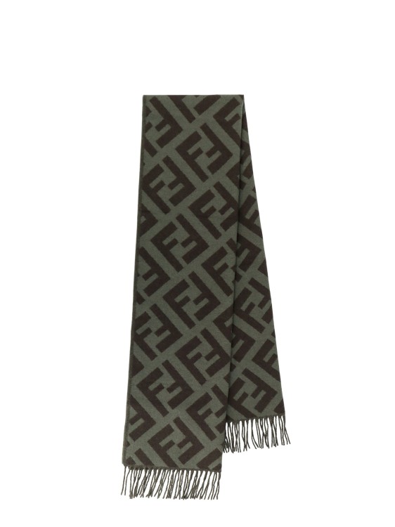 Shop Fendi Cashmere Scarf With Ff Motif In Green