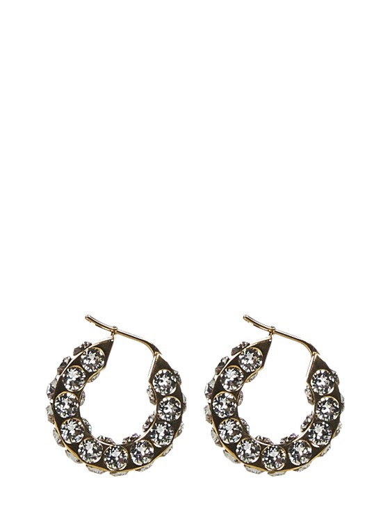 Shop Amina Muaddi Small Hoop Earrings In Gold
