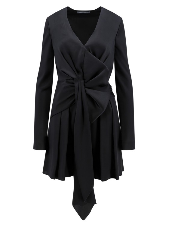 Shop Alberta Ferretti Silk Blend Dress With Frontal Drapery In Black