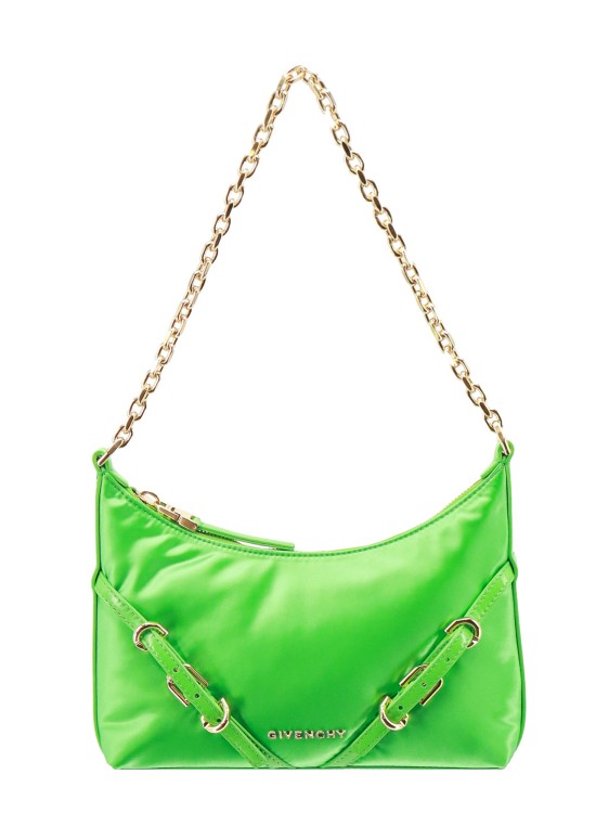Shop Givenchy Satin Shoulder Bag With Frontal Straps In Green