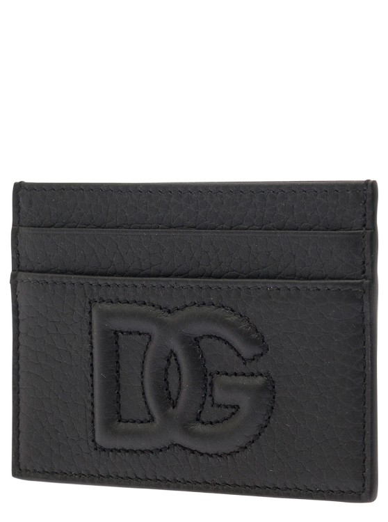 Shop Dolce & Gabbana Black Card-holder With Quilted Logo In Leather
