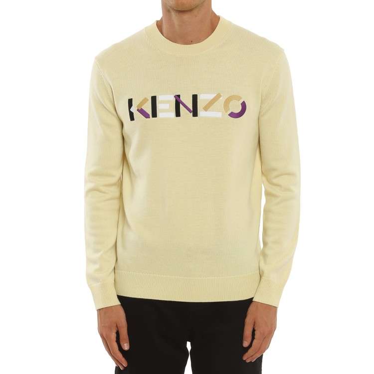 Shop Kenzo Logo Wool Sweater In Yellow
