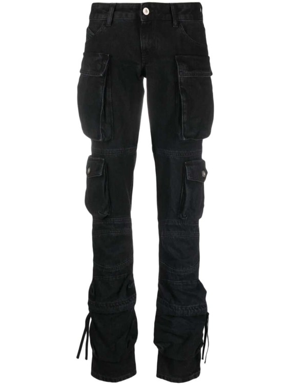 Shop Attico Essie Cargo Denim Jeans In Black