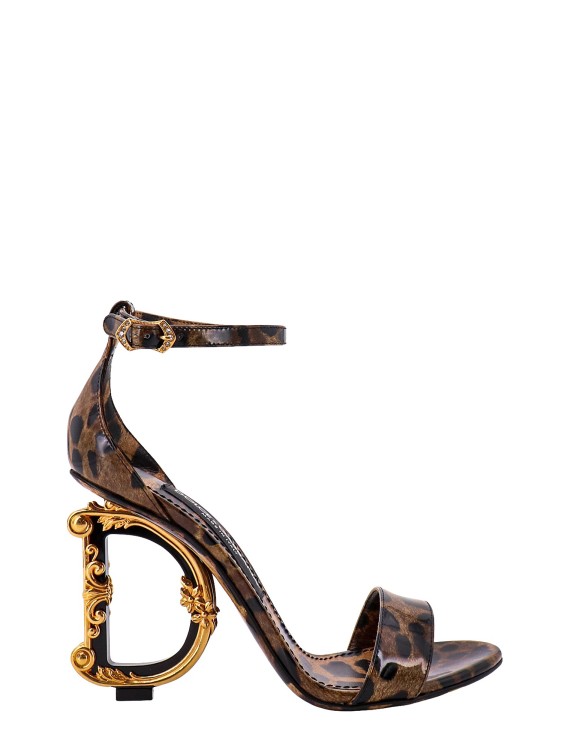 Shop Dolce & Gabbana Patent Leather Sandals With Animalier Print In Black