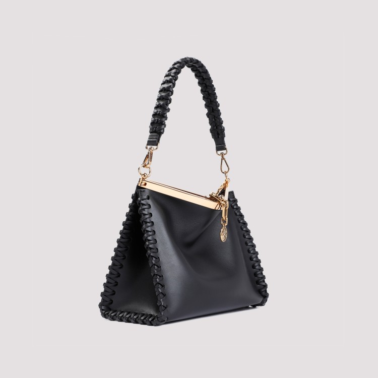 Shop Etro Black Leather Vela M Bag
