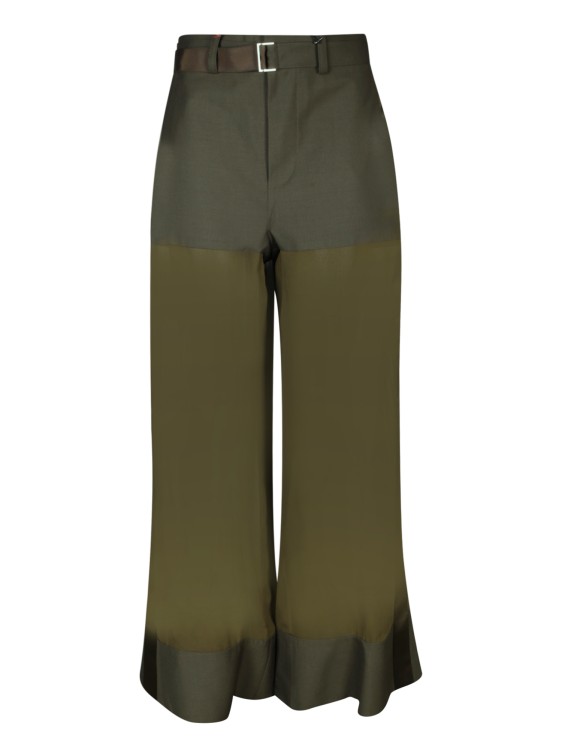 Shop Sacai High-waisted Trousers With Coordinated Belt In Green