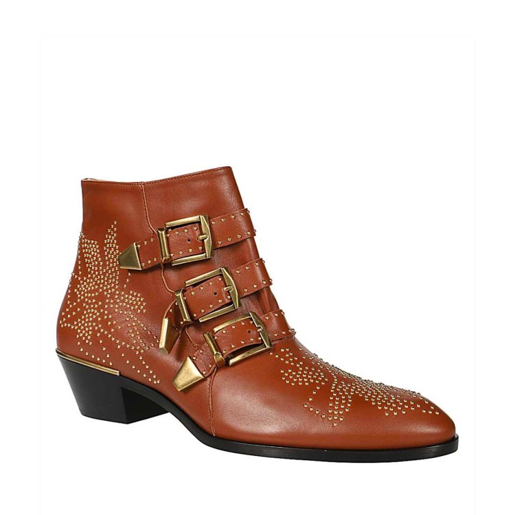 Shop Chloé Leather Cowboy Punk Boots In Brown