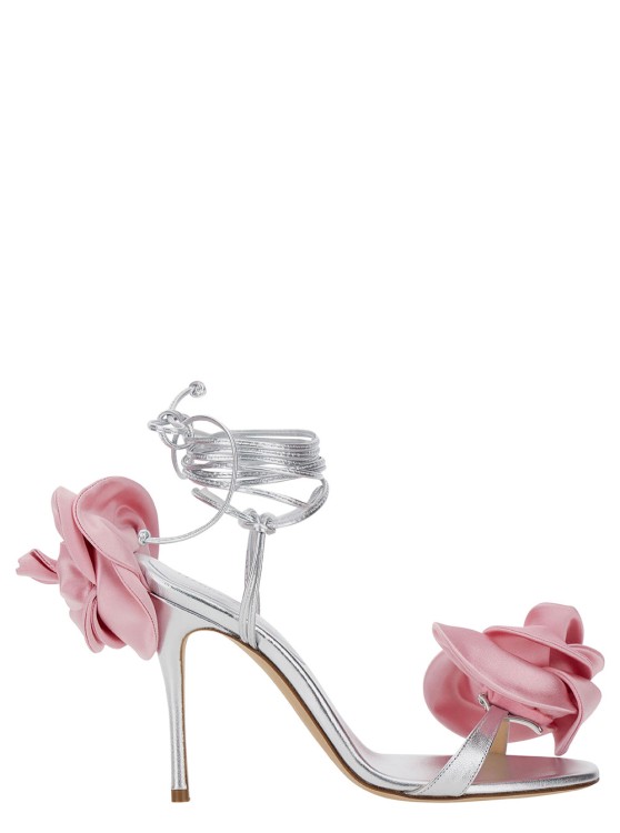 Magda Butrym Wrap Around Double Flower Sandals In Pink