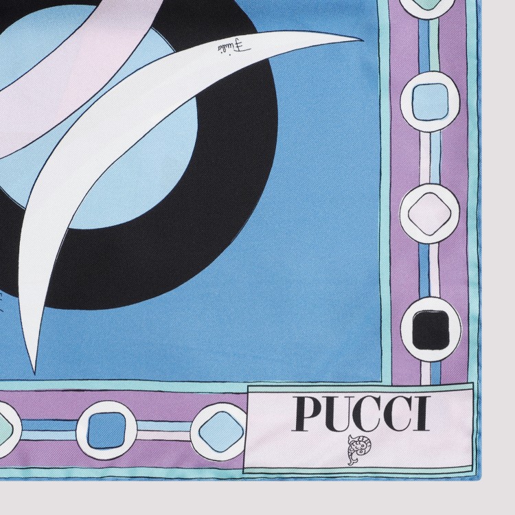 Shop Pucci Blue Silk Printed Foulard