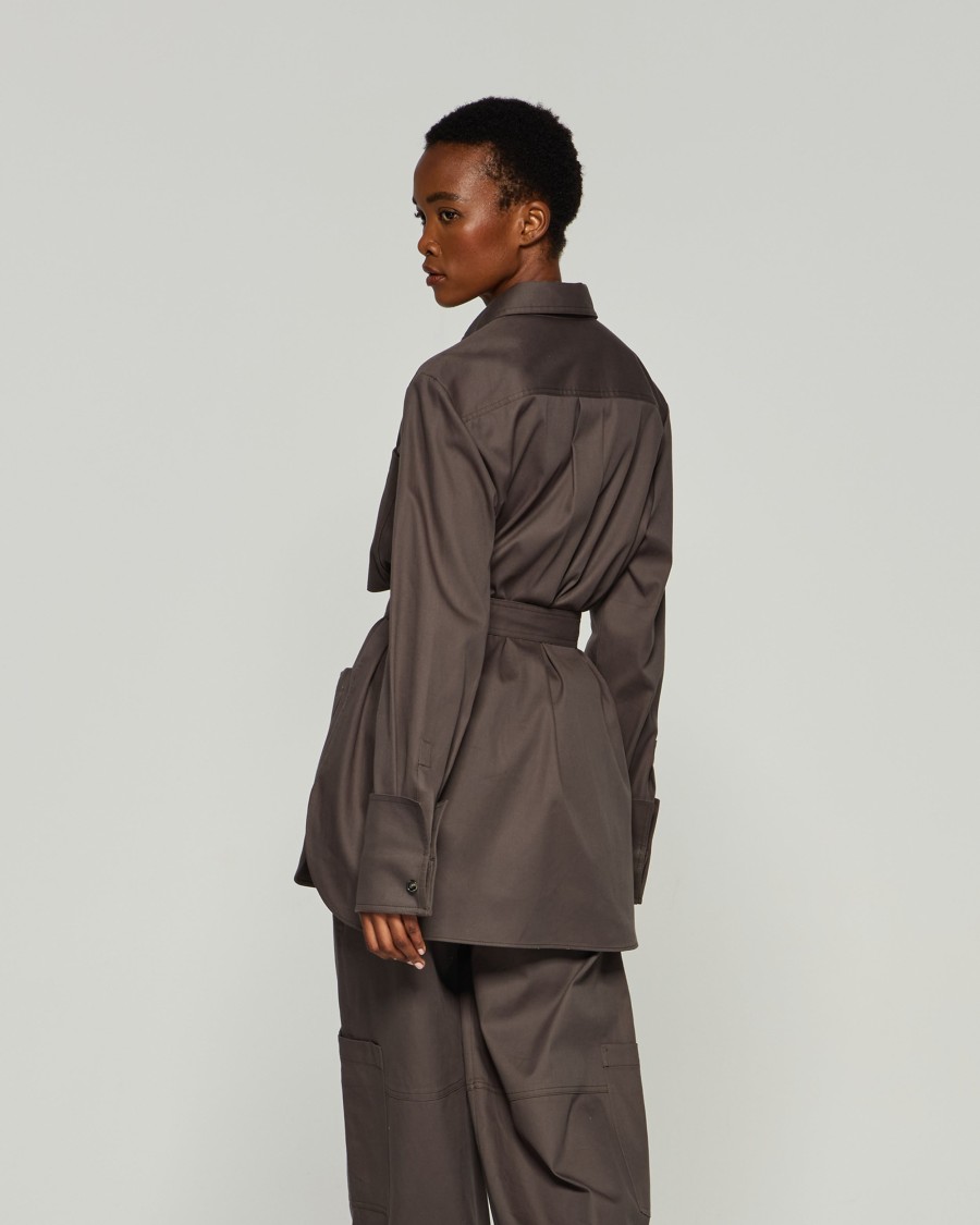 Shop Serena Bute Oversized Cargo Shirt - Slate Grey