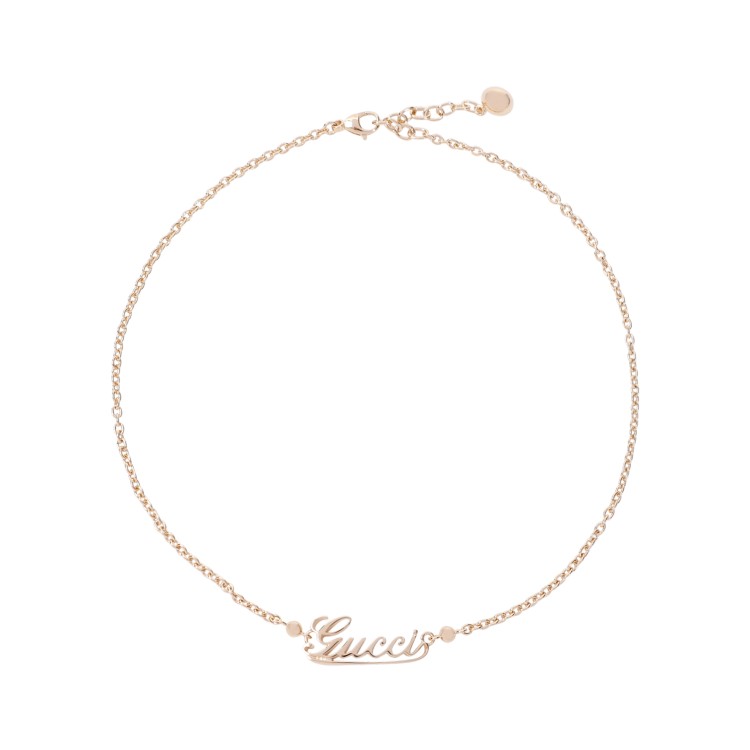 Gucci Script Gold Brass Necklace