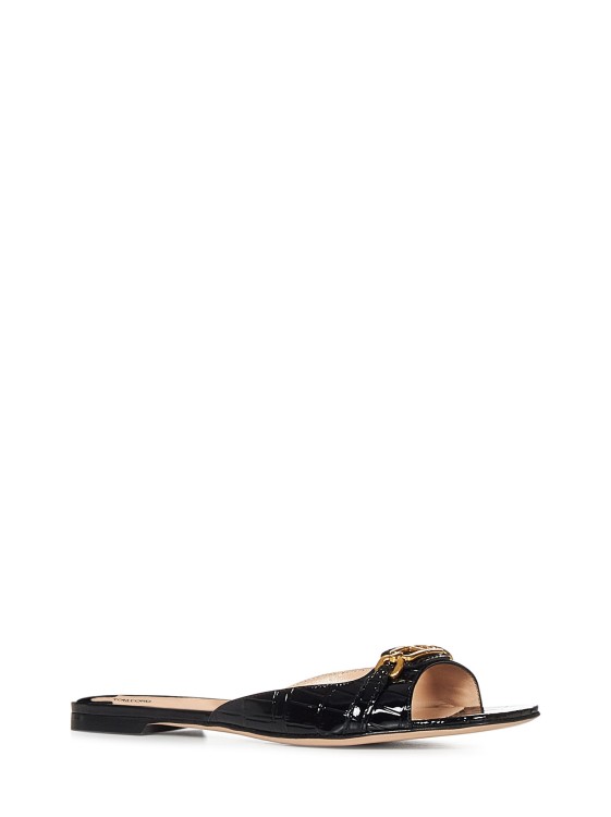 Shop Tom Ford Black Crocodile-stamped Sandals