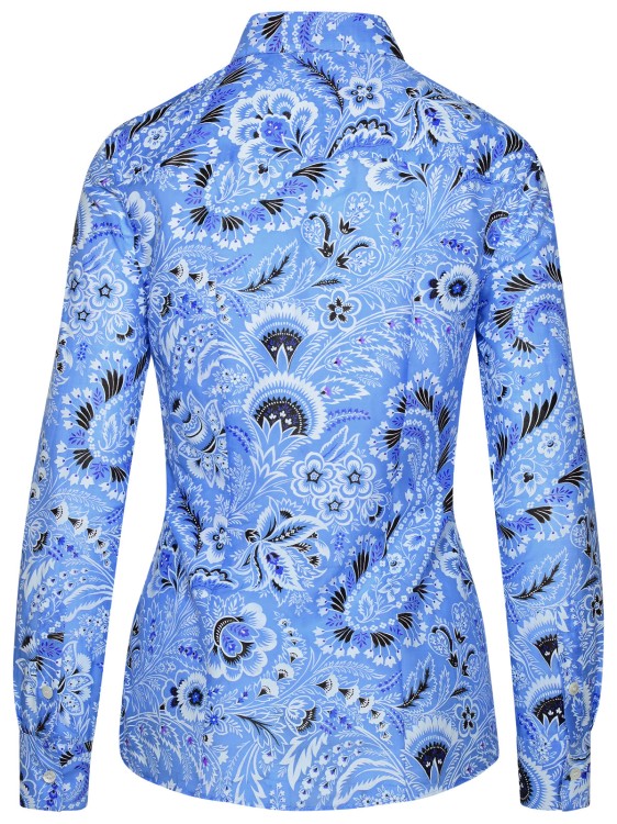 Shop Etro Light Blue Silk Blend Shirt