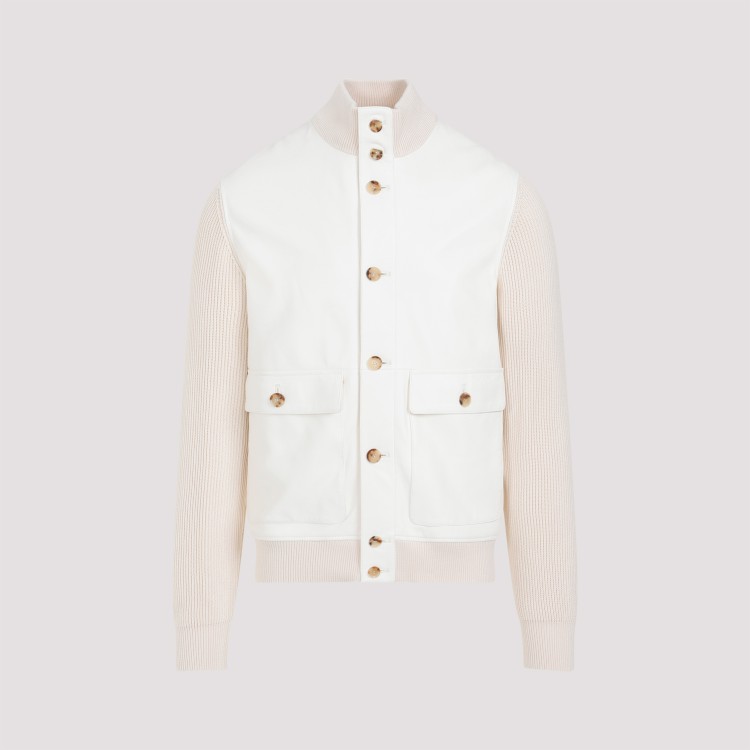 Shop Brunello Cucinelli Panama White Nappa Leather Jacket