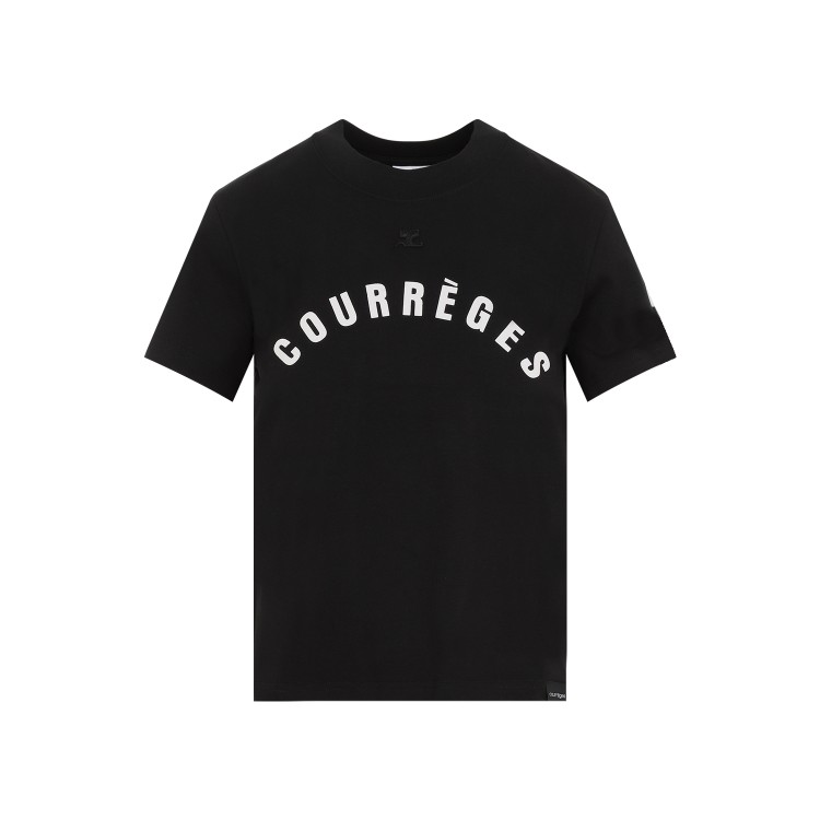 Courrèges Straight Printed Black Cotton T-shirt