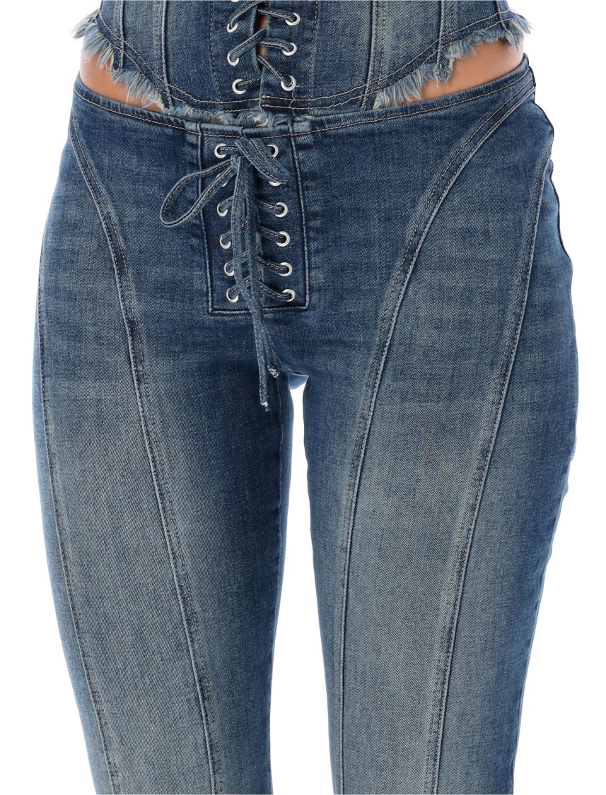 Misbhv Lara Laced Flare Leg Jeans In Blue
