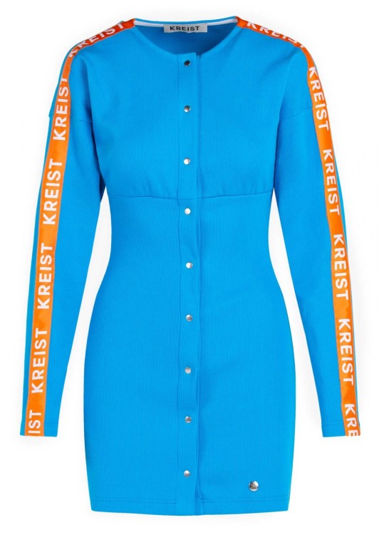 Kreist Blue Logo-stripe Mini Dress