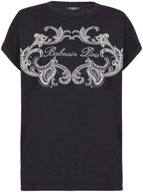 Shop Balmain Black Logo-print Cotton T-shirt