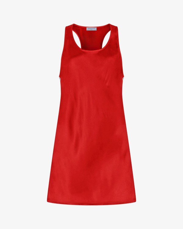 Shop Serena Bute Satin Racer Mini Tank Dress - Retro Red