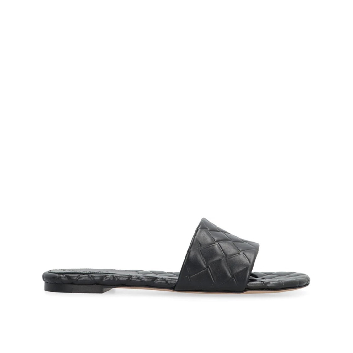 Bottega Veneta Quilted Leather Flat Slide Sandals In Black