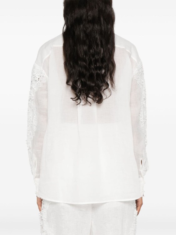 Shop Zimmermann Halliday Floral-lace Linen Shirt In White