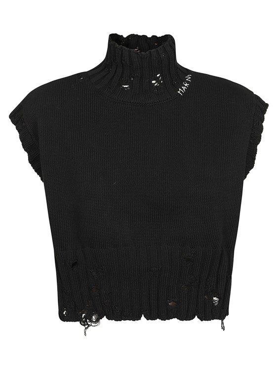Shop Marni Cotton Turtleneck Vest In Black