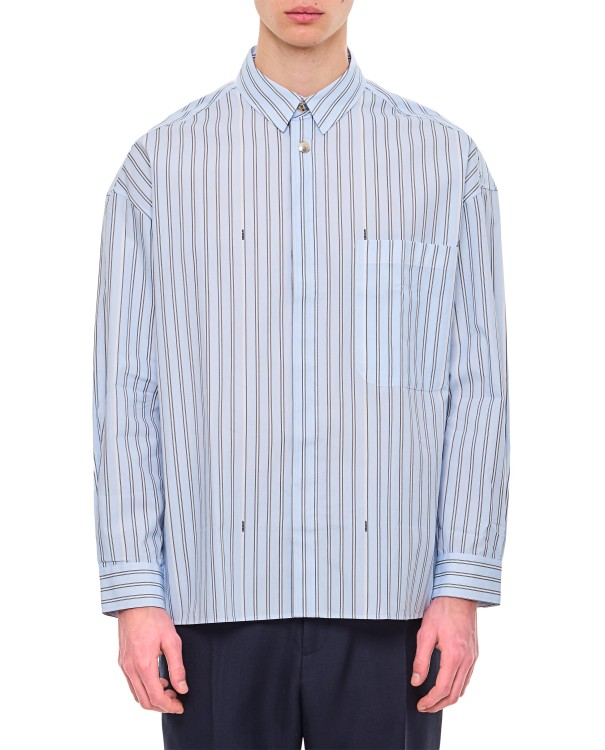 Shop Jacquemus Manches Longue Cotton Shirt In Blue