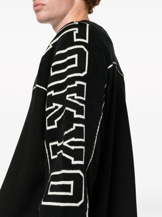 Shop Y-3 Intarsia-knit Logo V-neck Knitwear Cardigan In Black