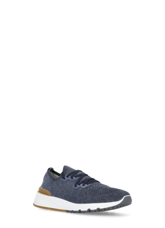 Shop Brunello Cucinelli Leather And Tech Fabric Sneakers In Blue