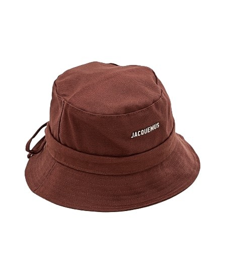 Jacquemus Brown Cotton Bucket Hat In Black