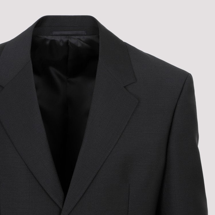 Prada Single-breasted Blazer In Mohair And Wool In Black
