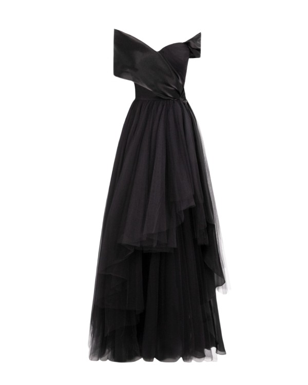 Gemy Maalouf Draped And Ruffled Tulle Dress - Midi Dresses In Black