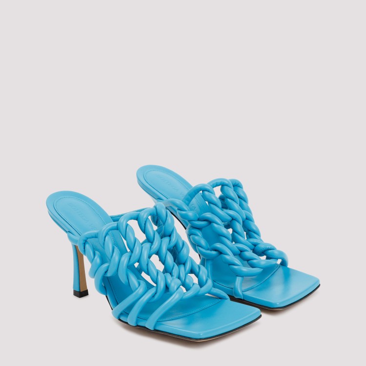 Bottega Veneta 100mm Twisted Interwoven Leather Sandals In Blue