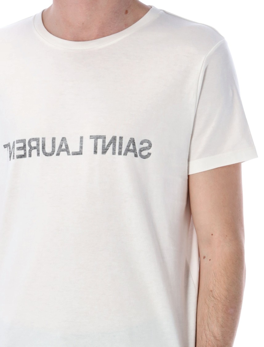 Shop Saint Laurent Reverse Logo T-shirt In White