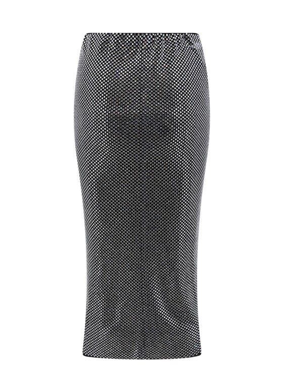 Shop Philosophy Di Lorenzo Serafini Mesh Skirt With All-over Rhinestones In Grey