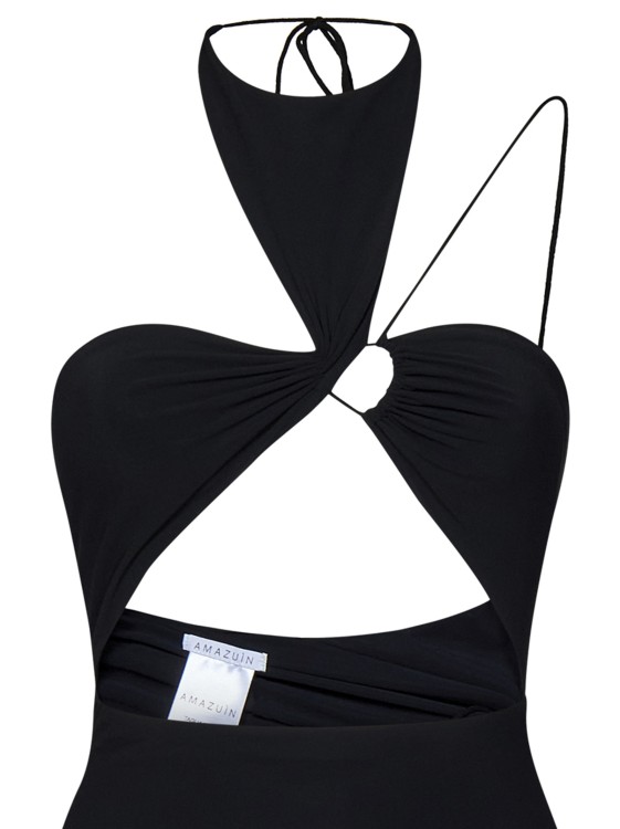 Shop Amazuìn Kaya Deep Black Halterneck Minidress