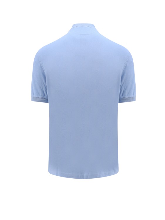 Shop Brunello Cucinelli Cotton Polo Shirt With Logo Print In Blue